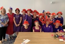 Red Hatters enjoy lunch