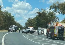 Caravan rollover on New England Highway
