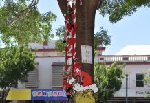 Decorations don the street