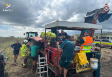 Woman airlifted after hours trapped in potato harvester